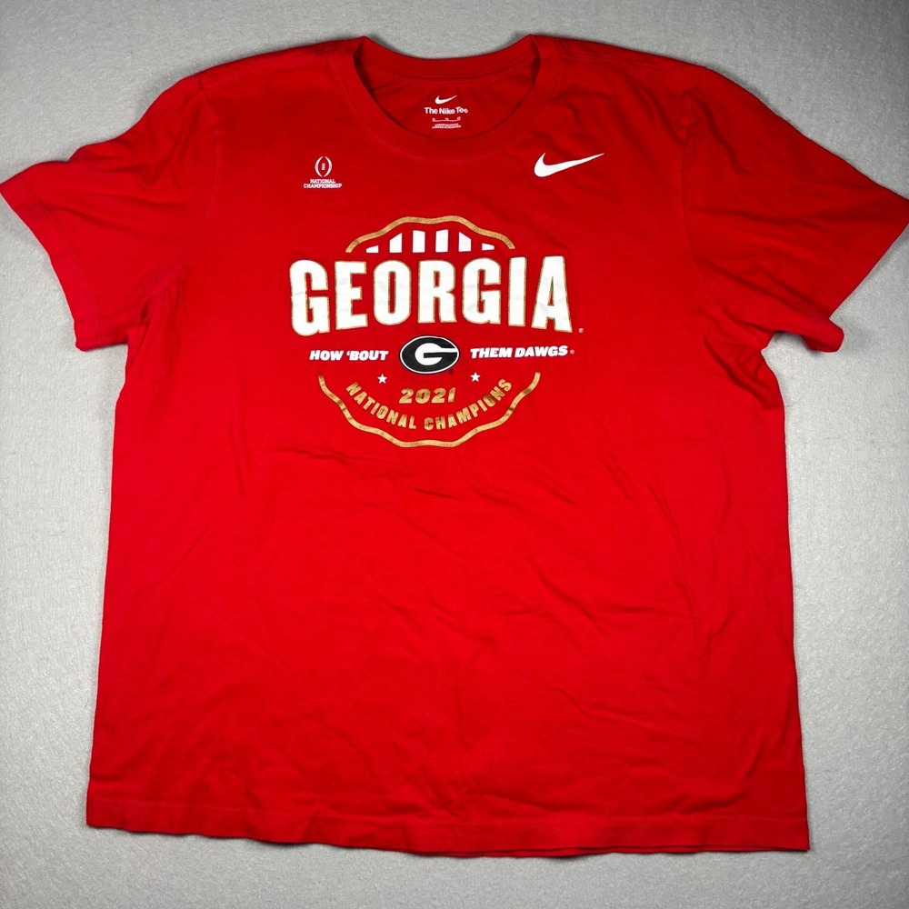 Nike Georgia Bulldogs T-Shirt Tee 2021 Football Champions Red Women's Size XL
